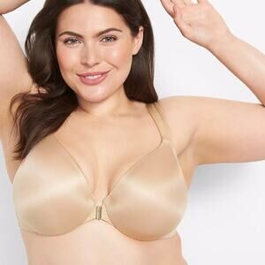 Lane Bryant Cacique Beige Lightly Line Full Coverage Front Closure Bra Size 48DD